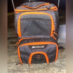 Ozark trail fishing backpack with insulated cooler top.